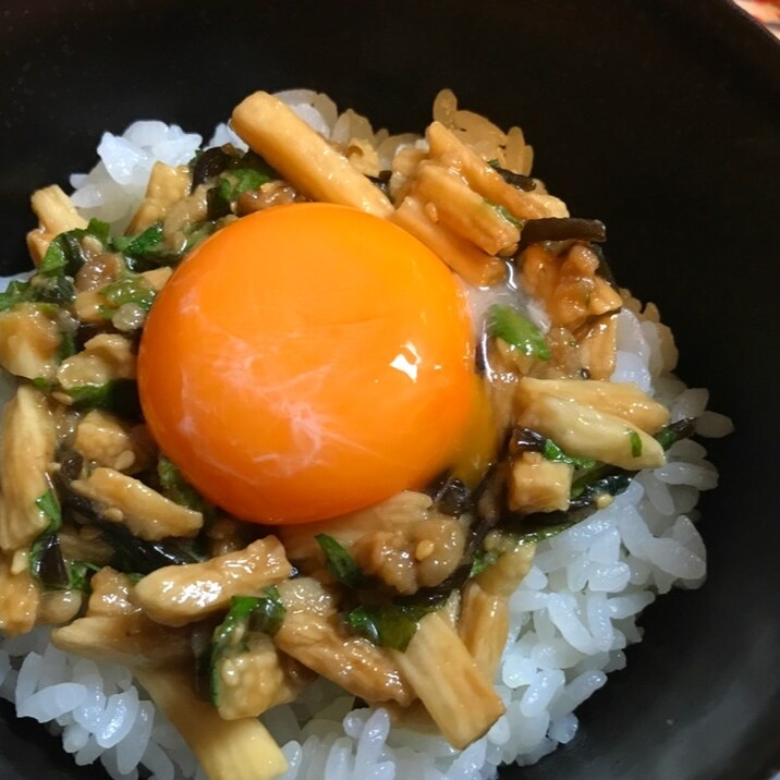 ごま油香る 長芋と大葉と塩昆布の混ぜのっけ丼